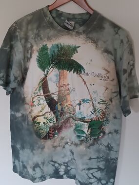 Vintage 90s Puerto Vallarta Mexico Tropical Nature Graphic Tie-Dye Tee - Green